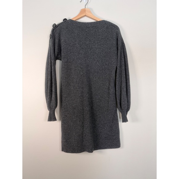 Madewell Charcoal Gray 100% Merino Wool Big Button Shoulder Sweater Dress Size S - Picture 5 of 8